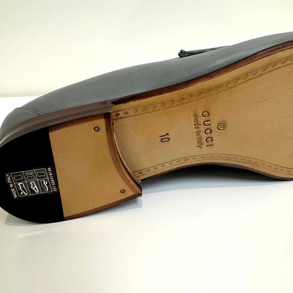 GUCCI Betis Glamour Leather Gold Horsebit Swamp Grey Loafer 10 NEW Shoes 1953 main image 9